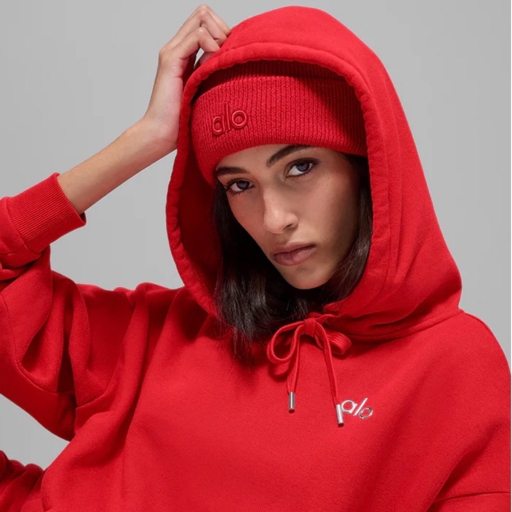 Alo Yoga Accolade Hoodie Bright Red Size XS NWT - Picture 2 of 4
